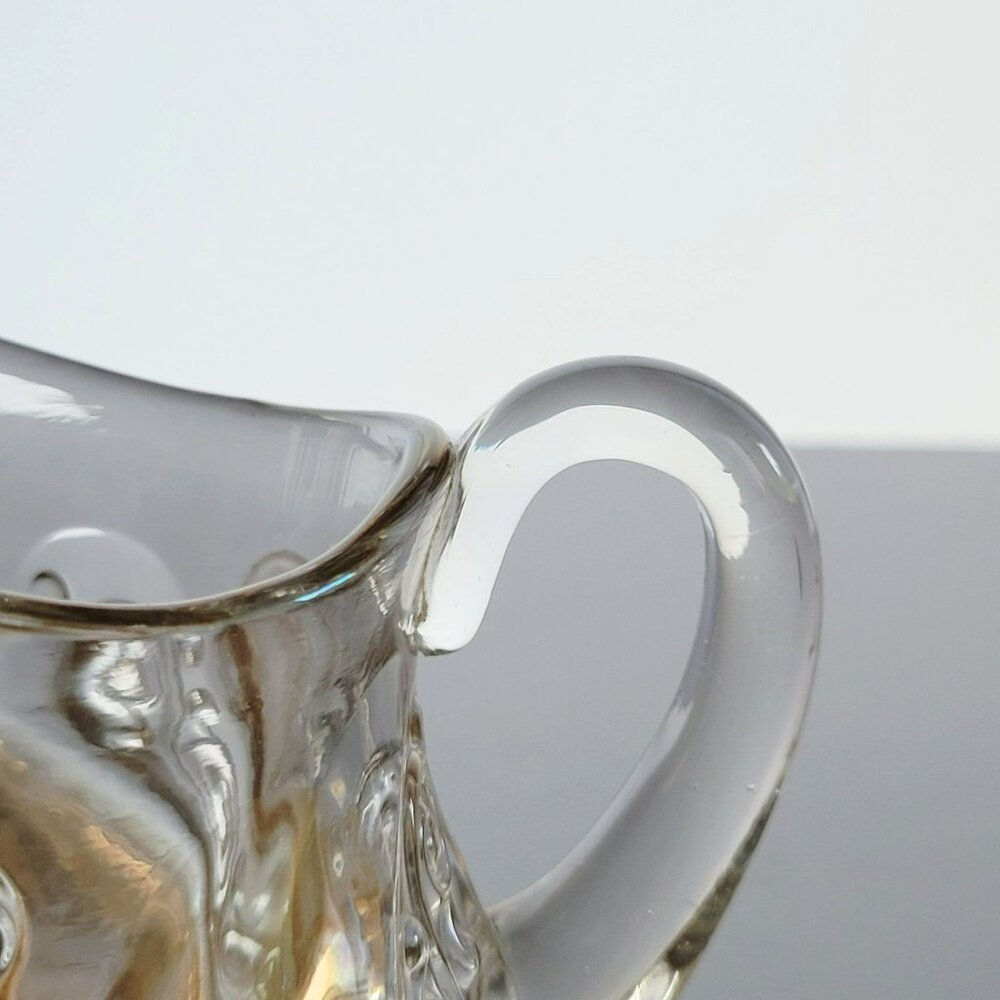 Antique EAPG Fostoria Wedding Bells Footed Creamer Clear & Gold USA c1900-03 - Picture 5 of 11
